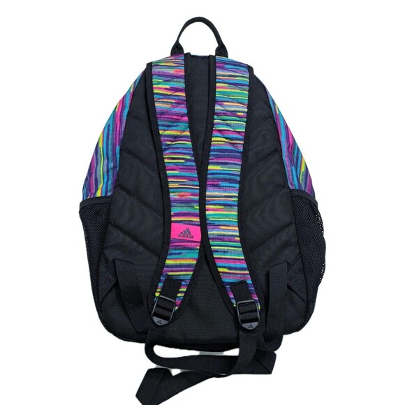 Adidas Rainbow School Backpack Striped Black Purple Pink Bag Multicolor - Picture 4 of 8